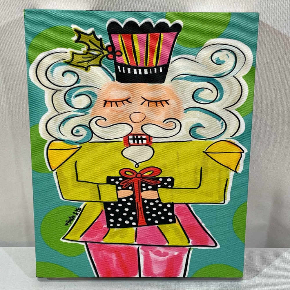 Nutcracker Wrapped Canvas Art bright Pink Green Vibrant Bold Contemporary 8x10